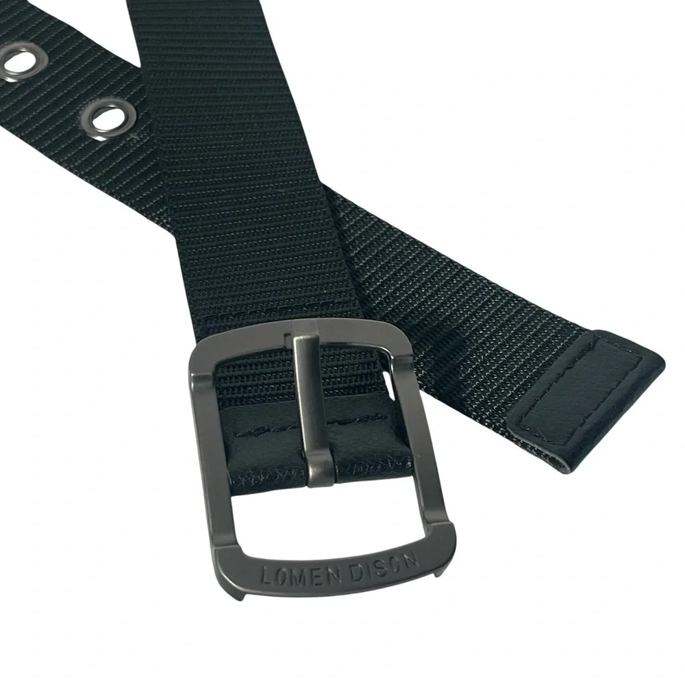 Lomen Dison Tactical Golf Belt Black Nylon Webbed Adjustable Belt Fits 34-44